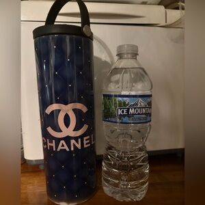 CHANEL Navy Quilted Water Bottle Holder